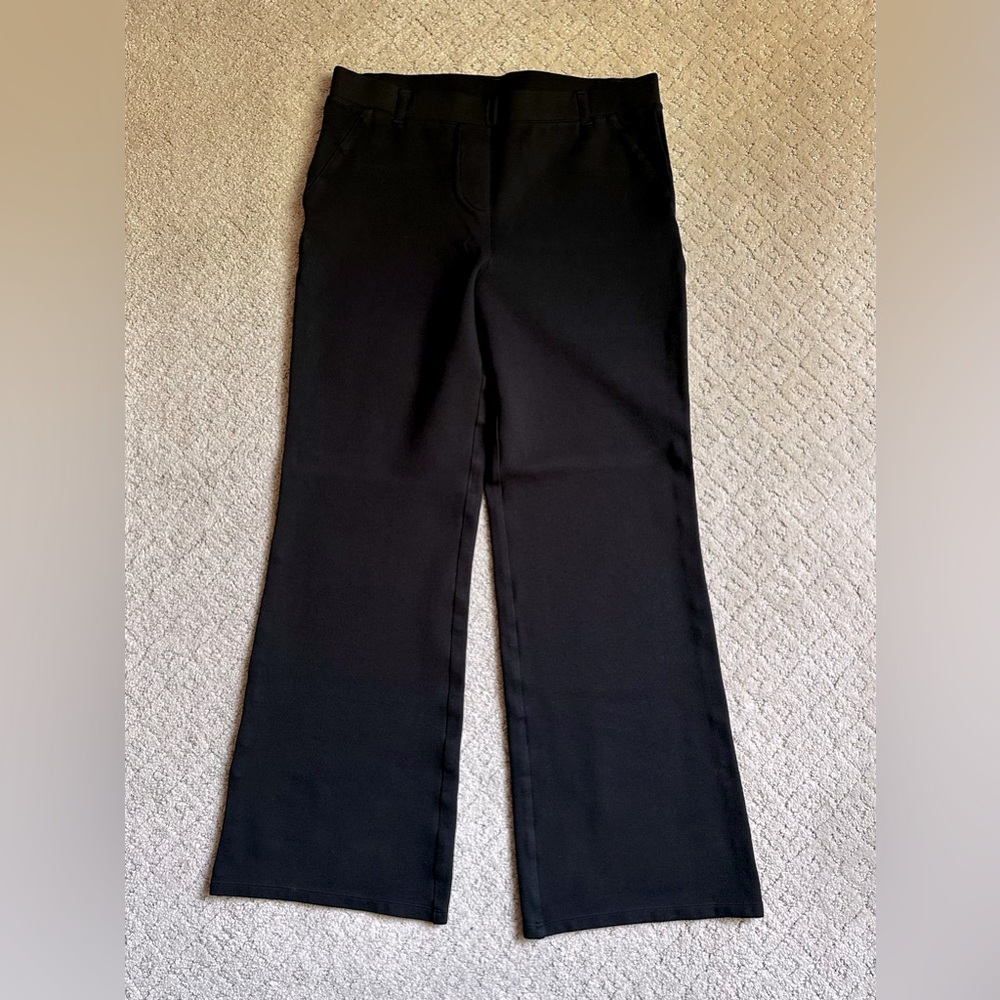 Quince High Rise Stretch Wide Leg Ponte Pants, Medium Petite